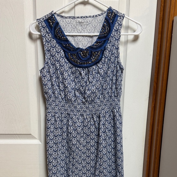 Charter Club Dresses & Skirts - Charter Club Blue and White Beaded Midi Dress
